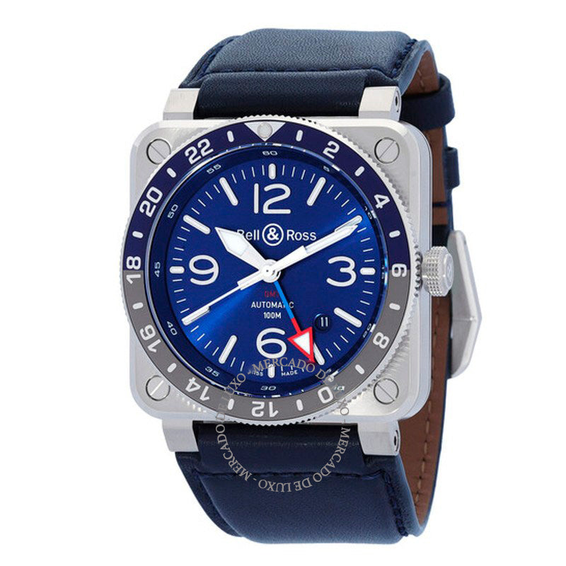 Relógio BR 03-93 GMT Automático Mostrador Azul 42 mm - Mercado de Luxo - O Maior E-Commerce de Bens, Produtos e Serviços de Luxo do Brasil.