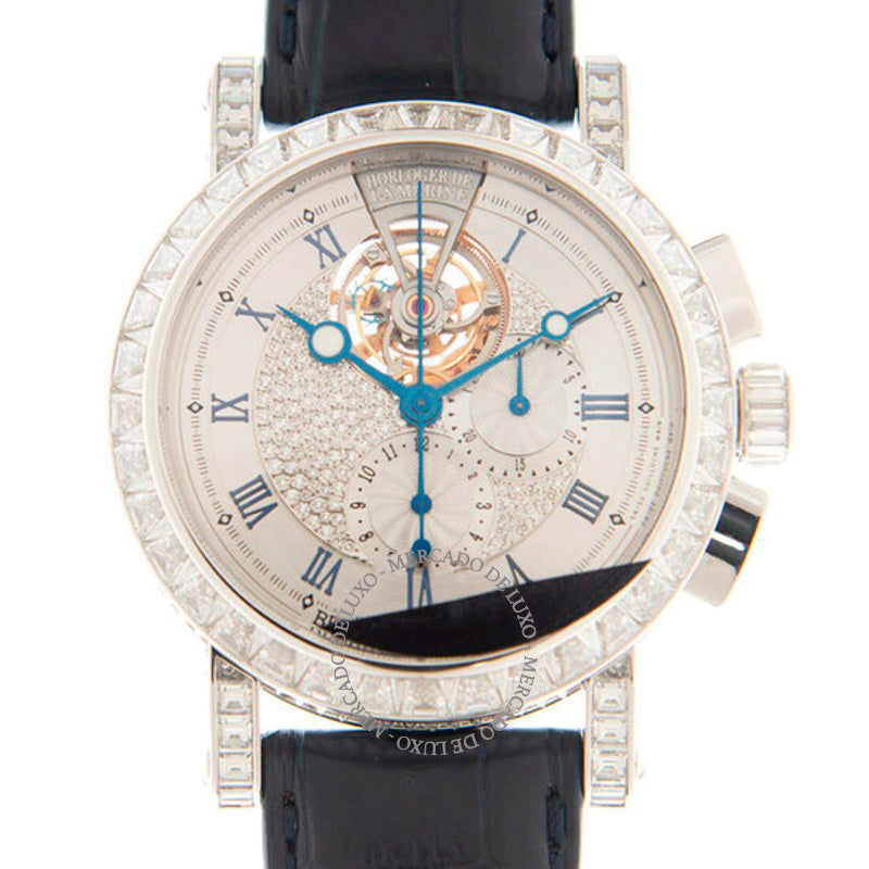Relógio Turbilhão Marinho Corda Manual Diamante Mostrador Prateado 43 mm - Mercado de Luxo - O Maior E-Commerce de Bens, Produtos e Serviços de Luxo do Brasil.