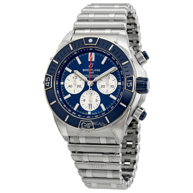 Relógio Super Chronomat B01 Cronógrafo Cronômetro Automático Mostrador Azul 44 mm - Mercado de Luxo - O Maior E-Commerce de Bens, Produtos e Serviços de Luxo do Brasil.