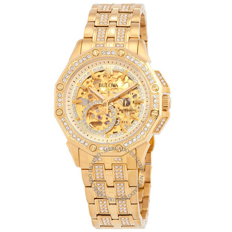 Relógio Oitava Automático Cristal Dourado Mostrador Esqueleto 41 mm - Mercado de Luxo - O Maior E-Commerce de Bens, Produtos e Serviços de Luxo do Brasil.