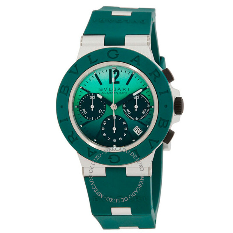 Relógio Cronógrafo de alumínio automático com mostrador verde 40 mm - Mercado de Luxo - O Maior E-Commerce de Bens, Produtos e Serviços de Luxo do Brasil.