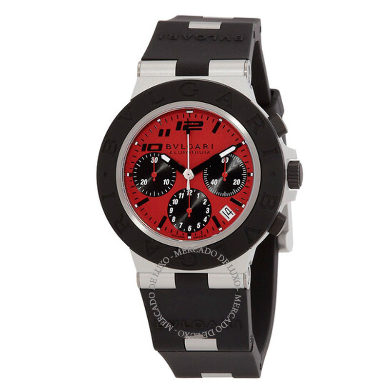Relógio Cronógrafo de alumínio automático com mostrador vermelho 40 mm - Mercado de Luxo - O Maior E-Commerce de Bens, Produtos e Serviços de Luxo do Brasil.