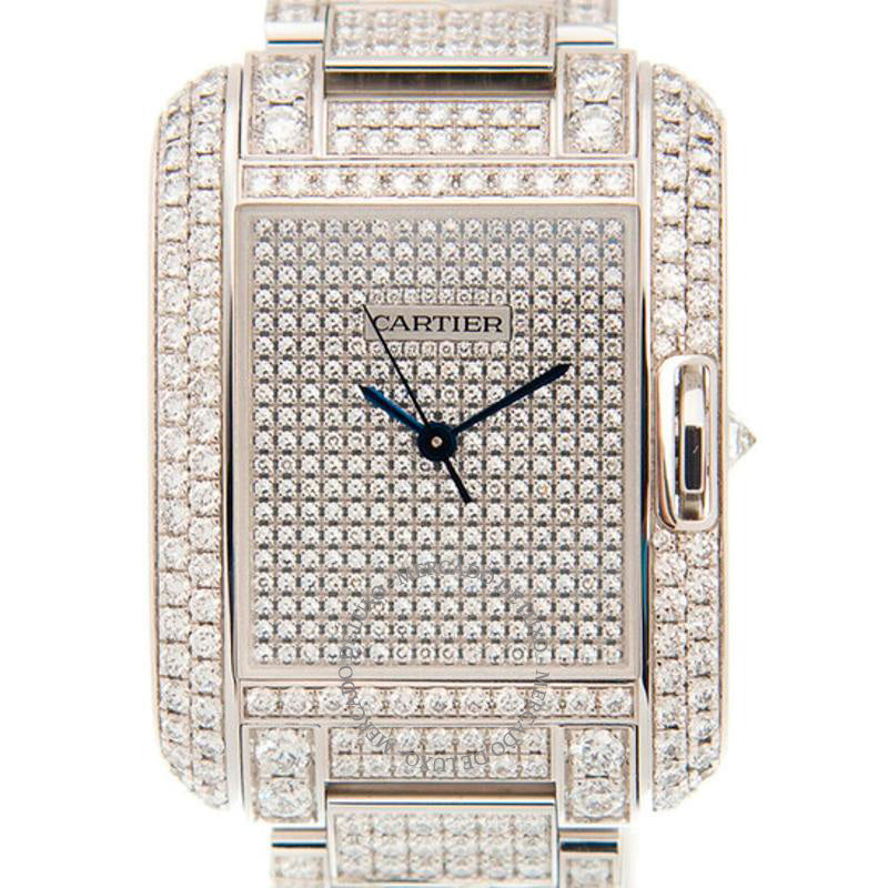 Relógio Tank Anglaise Diamond Pave Ouro Branco 18kt Automático 29 mm - Mercado de Luxo - O Maior E-Commerce de Bens, Produtos e Serviços de Luxo do Brasil.