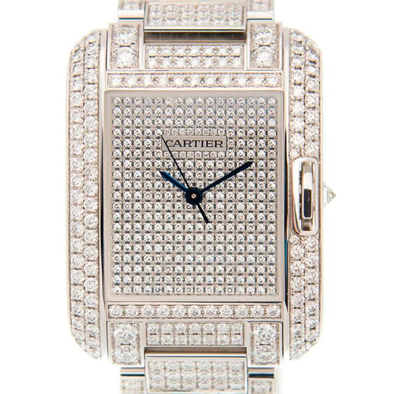 Relógio Tank Anglaise Diamond Pave Ouro Branco 18kt Automático 29 mm - Mercado de Luxo - O Maior E-Commerce de Bens, Produtos e Serviços de Luxo do Brasil.