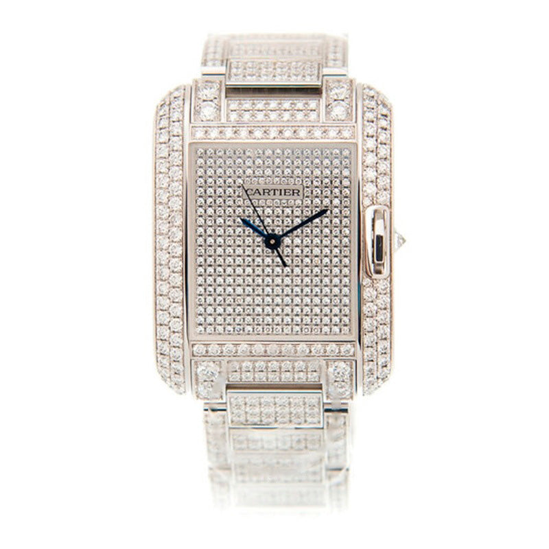 Relógio Tank Anglaise Diamond Pave Ouro Branco 18kt Automático 29 mm - Mercado de Luxo - O Maior E-Commerce de Bens, Produtos e Serviços de Luxo do Brasil.