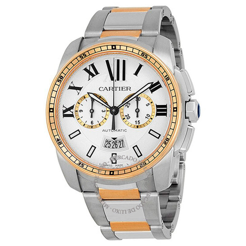 Relógio Calibre de Cartier Cronógrafo Automático Mostrador Prateado 42 mm - Mercado de Luxo - O Maior E-Commerce de Bens, Produtos e Serviços de Luxo do Brasil.