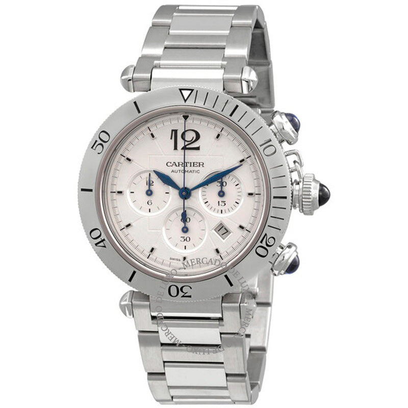 Relógio Pasha De Cartier Cronógrafo Automático Mostrador Prateado 41 mm - Mercado de Luxo - O Maior E-Commerce de Bens, Produtos e Serviços de Luxo do Brasil.