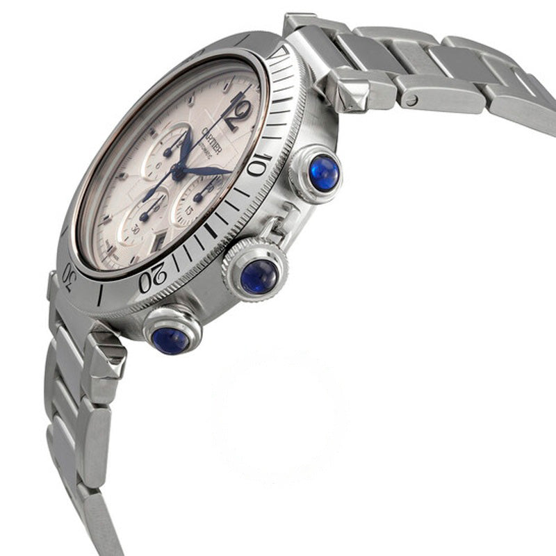 Relógio Pasha De Cartier Cronógrafo Automático Mostrador Prateado 41 mm - Mercado de Luxo - O Maior E-Commerce de Bens, Produtos e Serviços de Luxo do Brasil.