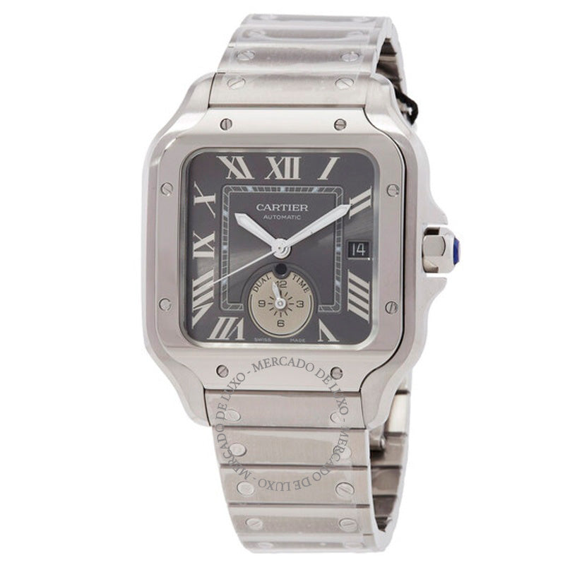 Relógio Santos Dual Time Large Model Automático Mostrador Cinza 40 mm - Mercado de Luxo - O Maior E-Commerce de Bens, Produtos e Serviços de Luxo do Brasil.