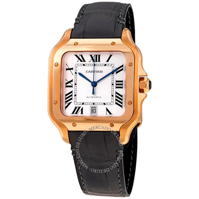 Relógio Santos De Cartier Grande Mostrador Automático Prateado 39 mm - Mercado de Luxo - O Maior E-Commerce de Bens, Produtos e Serviços de Luxo do Brasil.