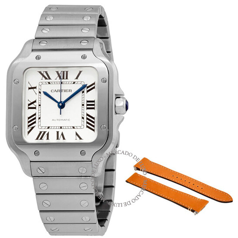 Relógio Santos Modelo Médio Mostrador Opalino Prateado 41 mm - Mercado de Luxo - O Maior E-Commerce de Bens, Produtos e Serviços de Luxo do Brasil.