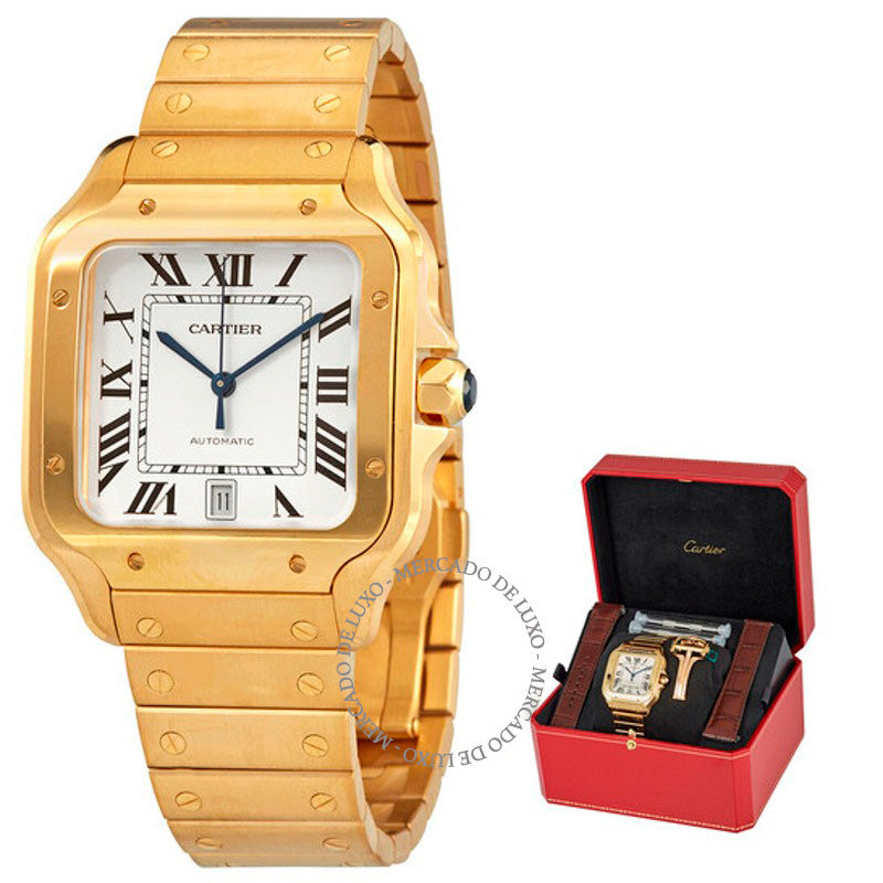 Relógio Santos Automático Mostrador Branco 39 mm - Mercado de Luxo - O Maior E-Commerce de Bens, Produtos e Serviços de Luxo do Brasil.