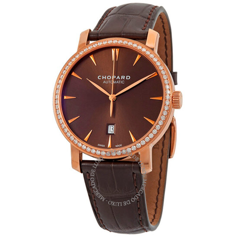 Relógio Clássico ouro rosa 18k com diamantes mostrador marrom automático 40 mm - Mercado de Luxo - O Maior E-Commerce de Bens, Produtos e Serviços de Luxo do Brasil.