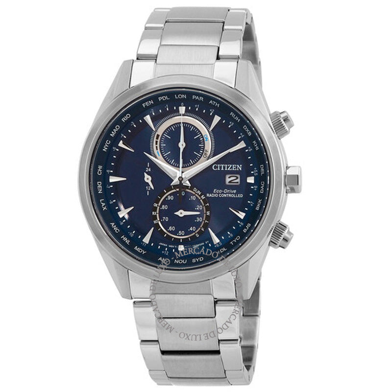 Relógio Eco-Drive Alarme Perpétuo Hora Mundial Cronógrafo GMT Mostrador Azul  - Mercado de Luxo - O Maior E-Commerce de Bens, Produtos e Serviços de Luxo do Brasil.