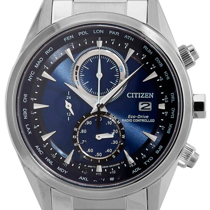 Relógio Eco-Drive Alarme Perpétuo Hora Mundial Cronógrafo GMT Mostrador Azul  - Mercado de Luxo - O Maior E-Commerce de Bens, Produtos e Serviços de Luxo do Brasil.
