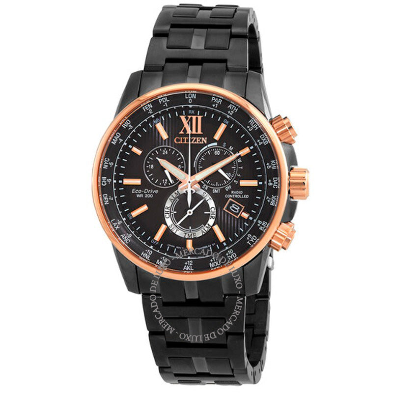 Relógio Eco-Drive Perpetual World Time Cronógrafo GMT Mostrador Preto 42 mm - Mercado de Luxo - O Maior E-Commerce de Bens, Produtos e Serviços de Luxo do Brasil.