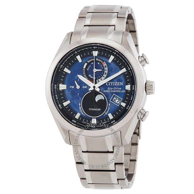 Relógio Tsuki-yomi AT Eco-Drive Hora Mundial Perpétua Mostrador Azul  - Mercado de Luxo - O Maior E-Commerce de Bens, Produtos e Serviços de Luxo do Brasil.