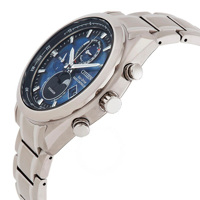 Relógio Tsuki-yomi AT Eco-Drive Hora Mundial Perpétua Mostrador Azul  - Mercado de Luxo - O Maior E-Commerce de Bens, Produtos e Serviços de Luxo do Brasil.