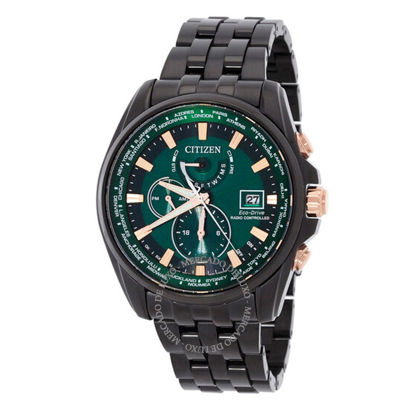 Relógio Alarme perpétuo hora mundial Eco-Drive GMT mostrador verde 44 mm - Mercado de Luxo - O Maior E-Commerce de Bens, Produtos e Serviços de Luxo do Brasil.