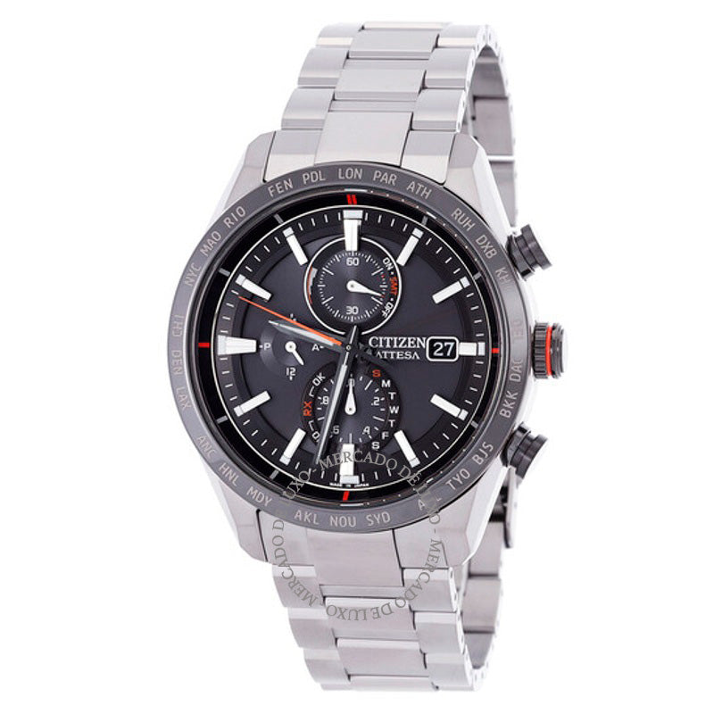 Relógio Attesa Perpetual Chronograph Eco-Drive Mostrador Preto 42 mm - Mercado de Luxo - O Maior E-Commerce de Bens, Produtos e Serviços de Luxo do Brasil.