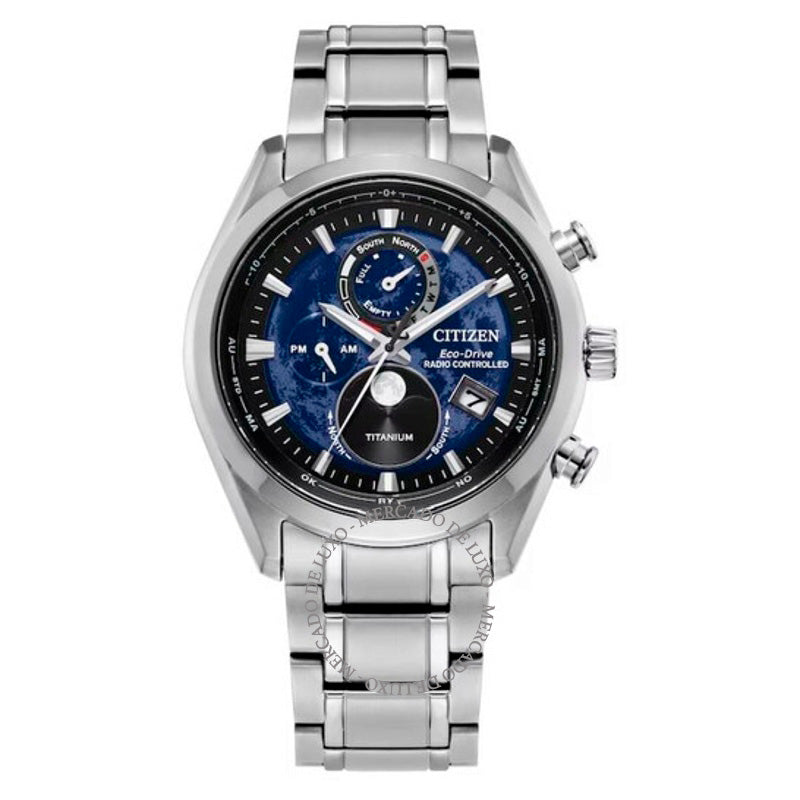 Relógio Tsuki-yomi AT Hora Mundial Perpétua Mostrador Azul 43 mm - Mercado de Luxo - O Maior E-Commerce de Bens, Produtos e Serviços de Luxo do Brasil.