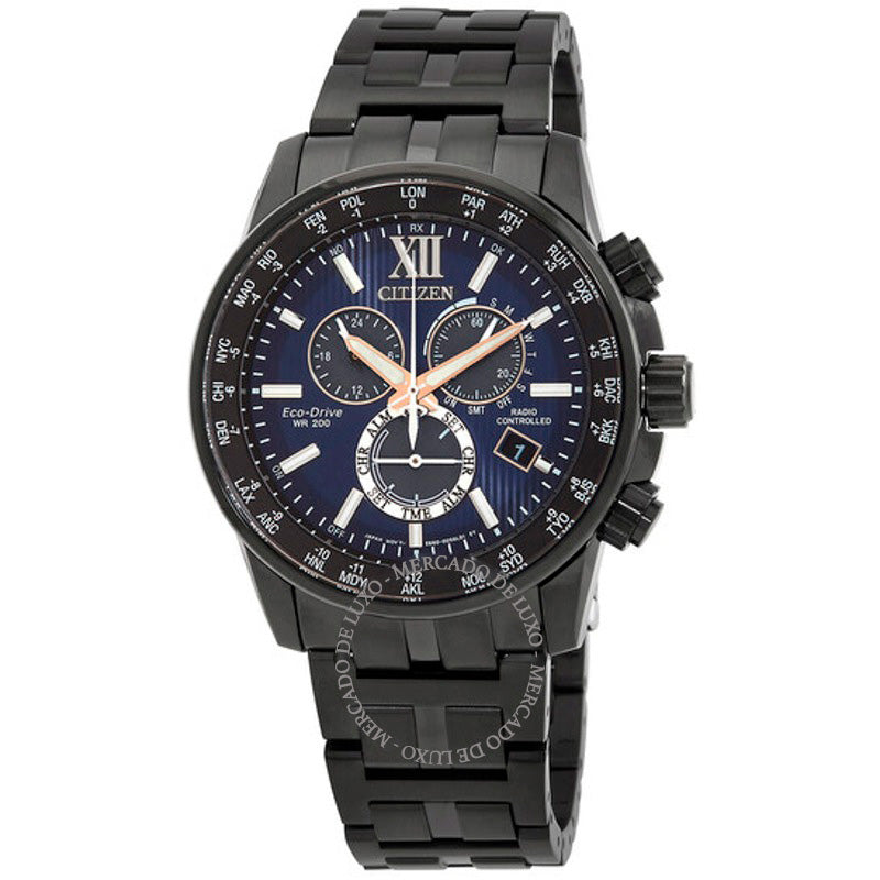 Relógio Eco-Drive Perpetual Chronograph GMT Mostrador Azul 42 mm - Mercado de Luxo - O Maior E-Commerce de Bens, Produtos e Serviços de Luxo do Brasil.