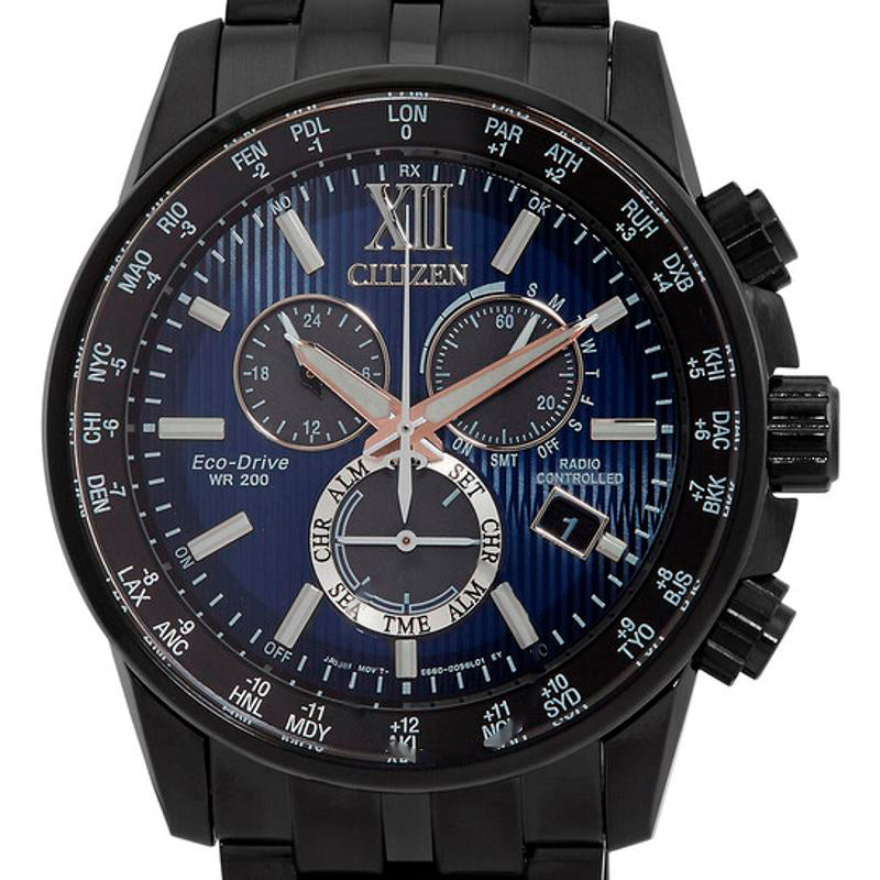 Relógio Eco-Drive Perpetual Chronograph GMT Mostrador Azul 42 mm - Mercado de Luxo - O Maior E-Commerce de Bens, Produtos e Serviços de Luxo do Brasil.