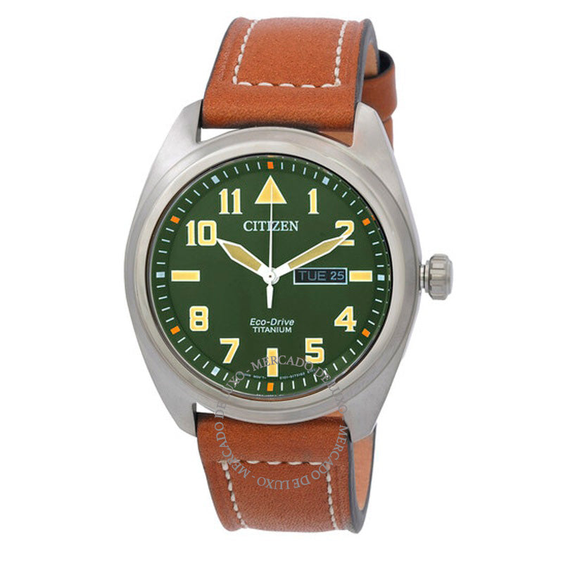 Relógio Eco-Drive Avion Super Titanium Mostrador Verde 42 mm - Mercado de Luxo - O Maior E-Commerce de Bens, Produtos e Serviços de Luxo do Brasil.