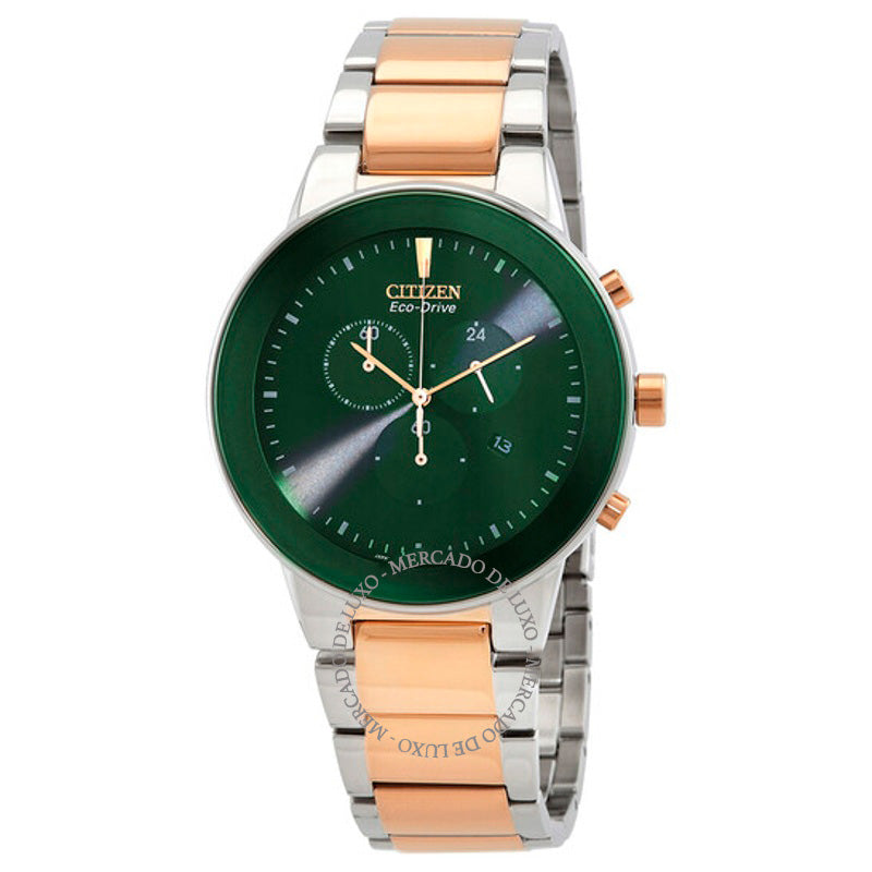 Relógio Cronógrafo GMT Eco-Drive Mostrador Verde 43 mm - Mercado de Luxo - O Maior E-Commerce de Bens, Produtos e Serviços de Luxo do Brasil.
