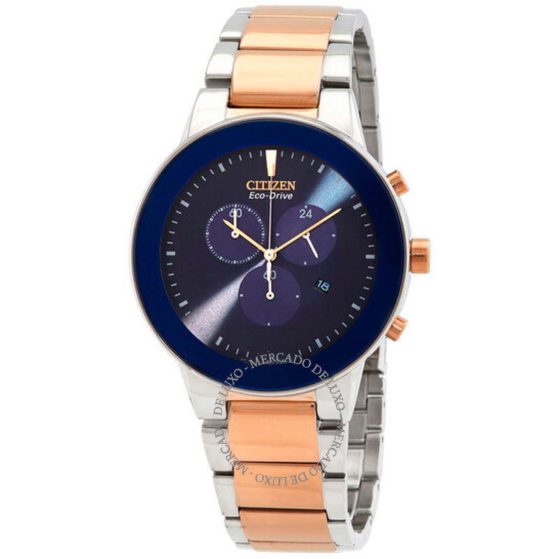 Relógio Cronógrafo GMT Eco-Drive Mostrador Azul 43 mm - Mercado de Luxo - O Maior E-Commerce de Bens, Produtos e Serviços de Luxo do Brasil.