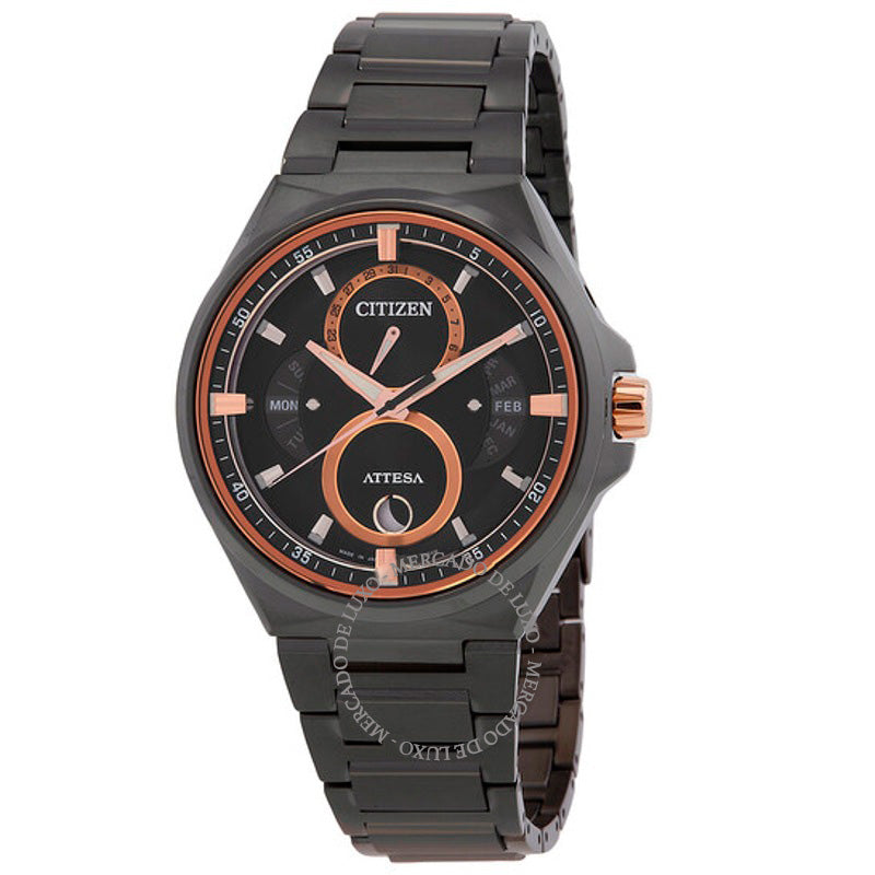 Relógio Attesa Quartz Fases da Lua Mostrador Preto  - Mercado de Luxo - O Maior E-Commerce de Bens, Produtos e Serviços de Luxo do Brasil.