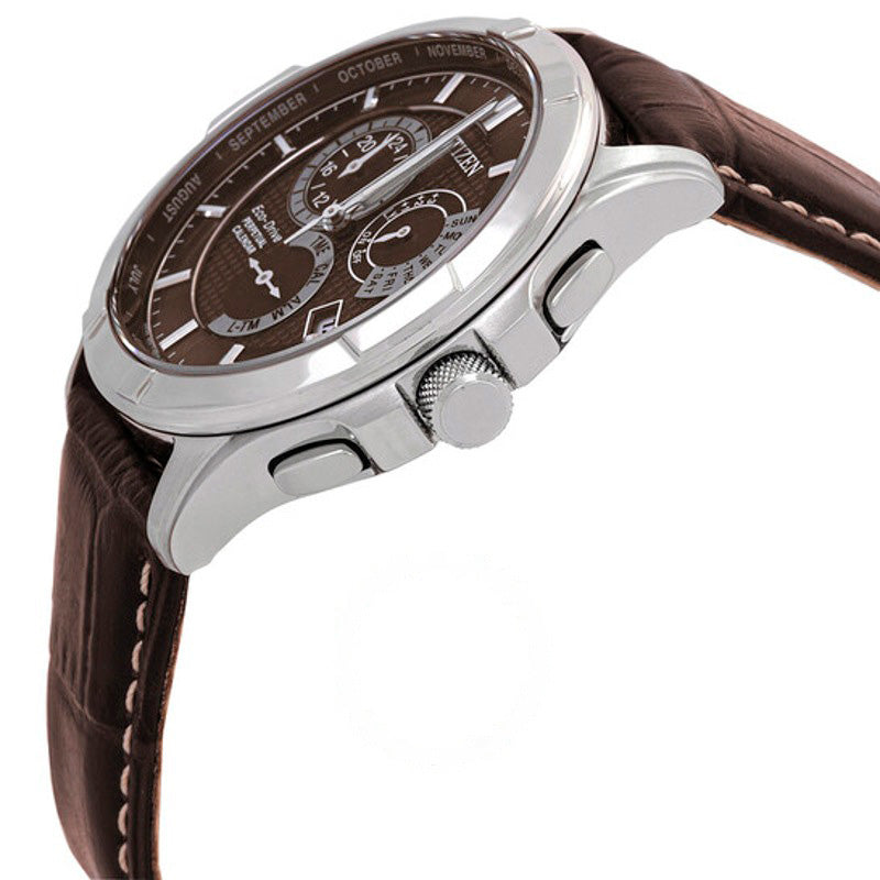 Relógio Eco-Drive Perpetual GMT Mostrador Marrom 43 mm - Mercado de Luxo - O Maior E-Commerce de Bens, Produtos e Serviços de Luxo do Brasil.