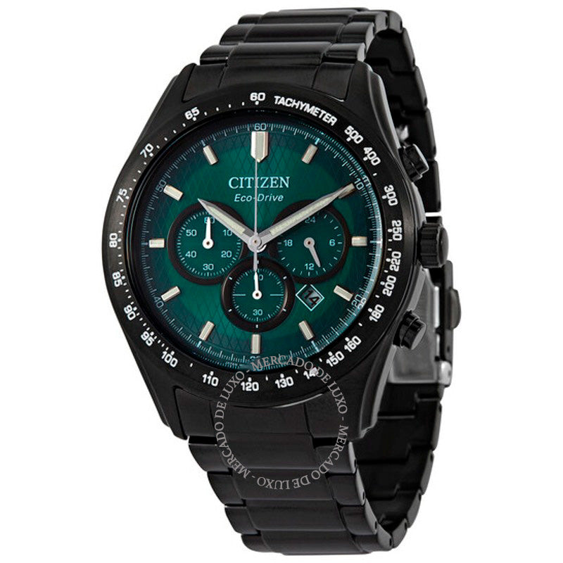 Relógio Cronógrafo Eco-Drive Mostrador Verde 43 mm - Mercado de Luxo - O Maior E-Commerce de Bens, Produtos e Serviços de Luxo do Brasil.