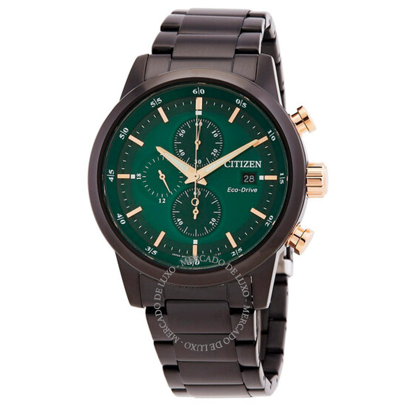 Relógio Cronógrafo Eco-Drive Mostrador Verde 43 mm - Mercado de Luxo - O Maior E-Commerce de Bens, Produtos e Serviços de Luxo do Brasil.