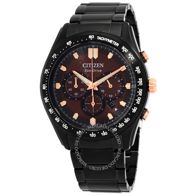 Relógio Cronógrafo Eco-Drive Mostrador Marrom 43 mm - Mercado de Luxo - O Maior E-Commerce de Bens, Produtos e Serviços de Luxo do Brasil.