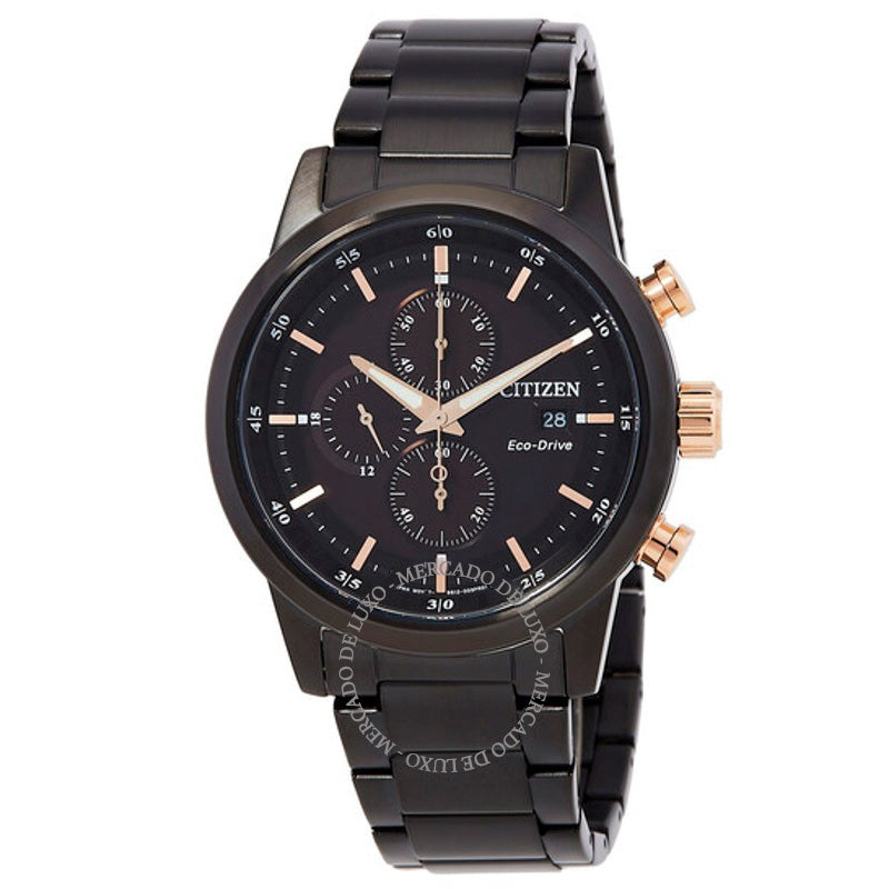 Relógio Cronógrafo Eco-Drive Mostrador Preto 43 mm - Mercado de Luxo - O Maior E-Commerce de Bens, Produtos e Serviços de Luxo do Brasil.