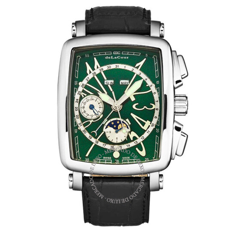 Relógio Vialarga Cronógrafo GMT Automático Fase da Lua Dia-Noite Mostrador Verde 38 mm - Mercado de Luxo - O Maior E-Commerce de Bens, Produtos e Serviços de Luxo do Brasil.