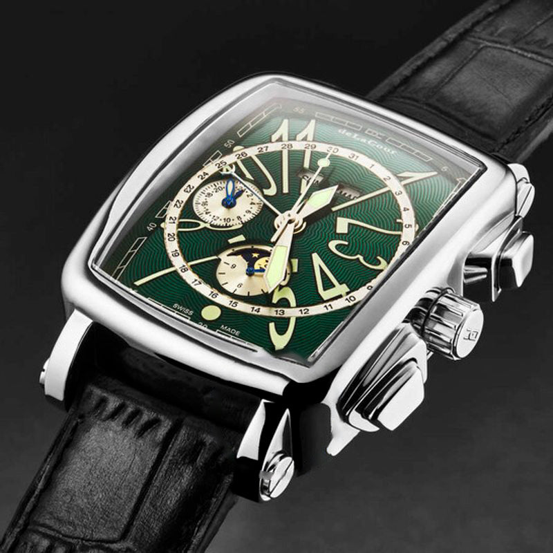 Relógio Vialarga Cronógrafo GMT Automático Fase da Lua Dia-Noite Mostrador Verde 38 mm - Mercado de Luxo - O Maior E-Commerce de Bens, Produtos e Serviços de Luxo do Brasil.