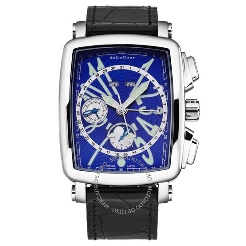 Relógio Vialarga Cronógrafo GMT Automático Fase da Lua Dia-Noite Mostrador Azul 38 mm - Mercado de Luxo - O Maior E-Commerce de Bens, Produtos e Serviços de Luxo do Brasil.