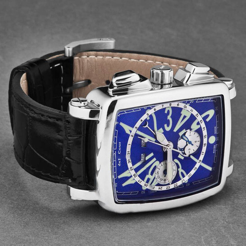 Relógio Vialarga Cronógrafo GMT Automático Fase da Lua Dia-Noite Mostrador Azul 38 mm - Mercado de Luxo - O Maior E-Commerce de Bens, Produtos e Serviços de Luxo do Brasil.