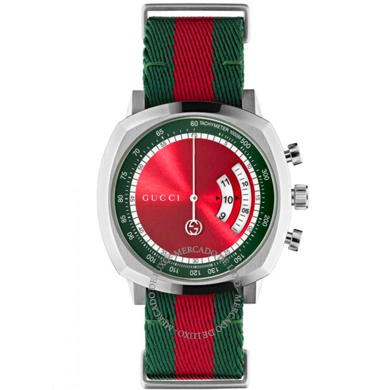 Relógio Cronógrafo com Punho de Quartzo e Pulseira de Nylon Verde e Vermelha 40 mm - Mercado de Luxo - O Maior E-Commerce de Bens, Produtos e Serviços de Luxo do Brasil.