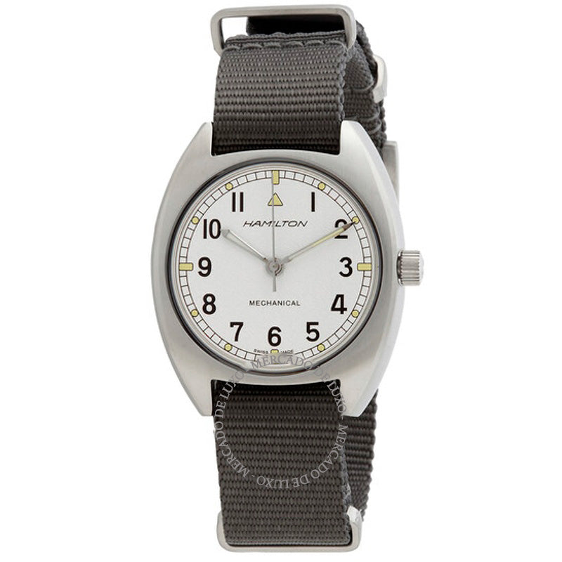 Relógio Khaki Aviation Pilot Pioneer Mecânico Corda Manual Mostrador Prateado 36 mm - Mercado de Luxo - O Maior E-Commerce de Bens, Produtos e Serviços de Luxo do Brasil.