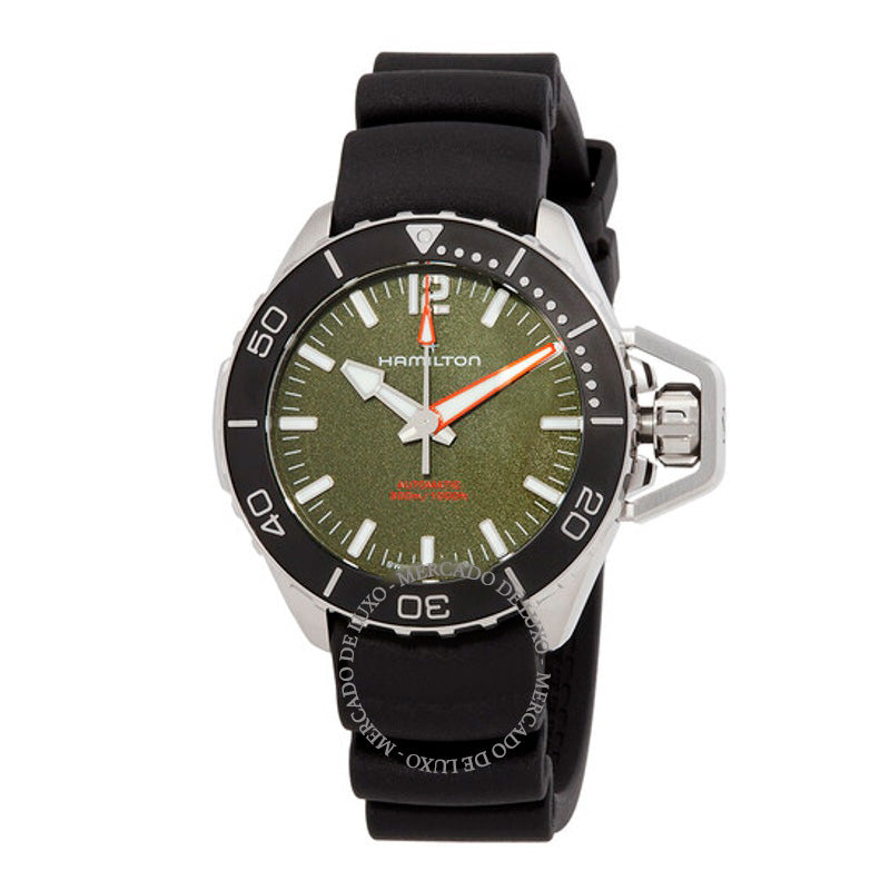 Relógio Khaki Navy Frogman Automático Mostrador Verde 41 mm - Mercado de Luxo - O Maior E-Commerce de Bens, Produtos e Serviços de Luxo do Brasil.