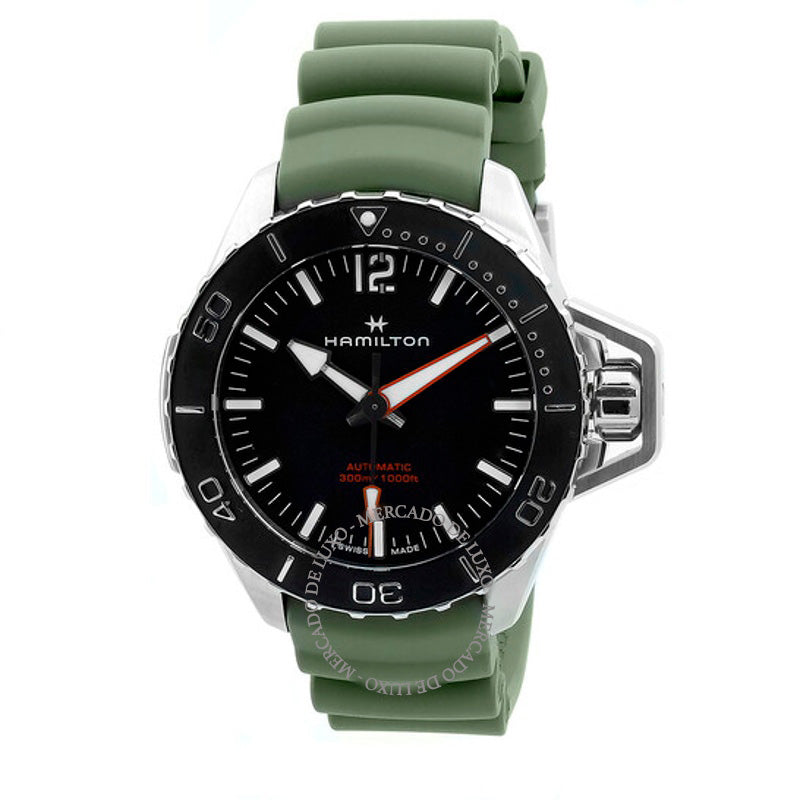 Relógio Khaki Navy Frogman Automático Mostrador Preto 46 mm - Mercado de Luxo - O Maior E-Commerce de Bens, Produtos e Serviços de Luxo do Brasil.