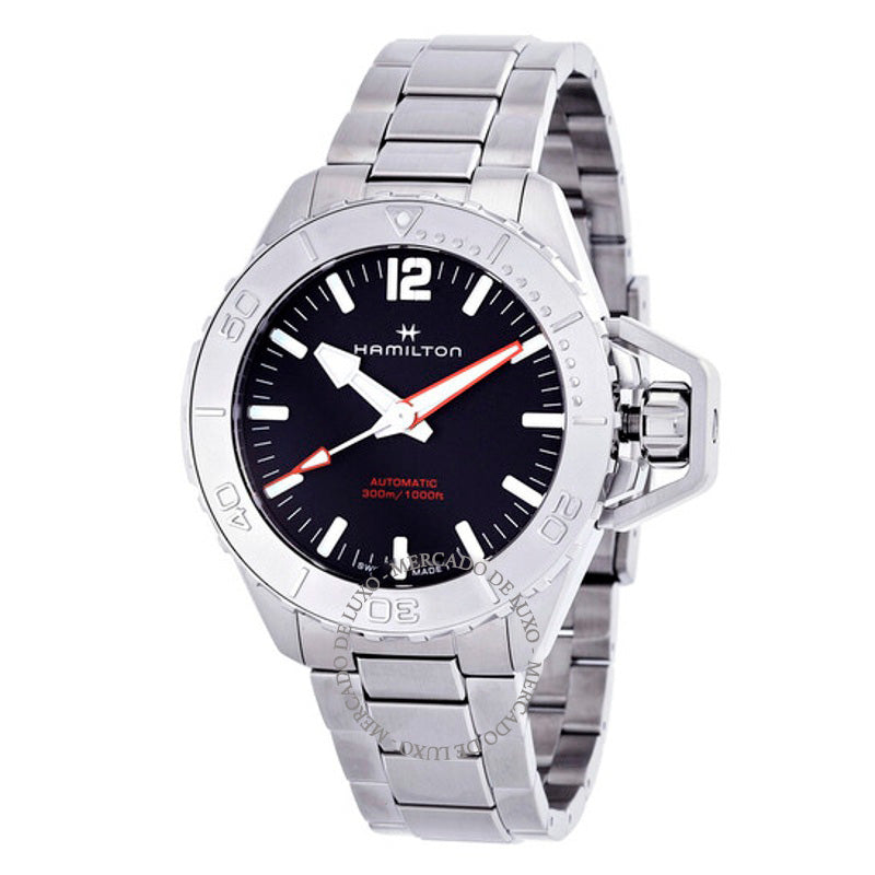 Relógio Khaki Navy Frogman Automático Mostrador Preto 46 mm - Mercado de Luxo - O Maior E-Commerce de Bens, Produtos e Serviços de Luxo do Brasil.