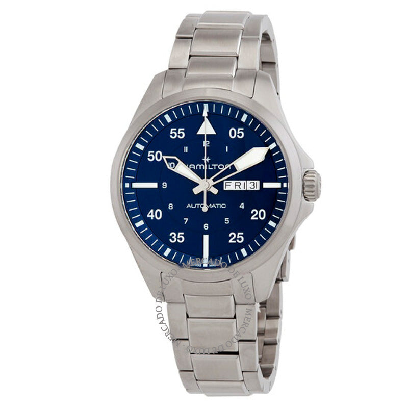 Relógio Khaki Aviation Automático Mostrador Azul 42 mm - Mercado de Luxo - O Maior E-Commerce de Bens, Produtos e Serviços de Luxo do Brasil.