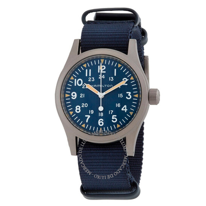 Relógio Khaki Field Manual Wind Blue Dial 38 mm - Mercado de Luxo - O Maior E-Commerce de Bens, Produtos e Serviços de Luxo do Brasil.