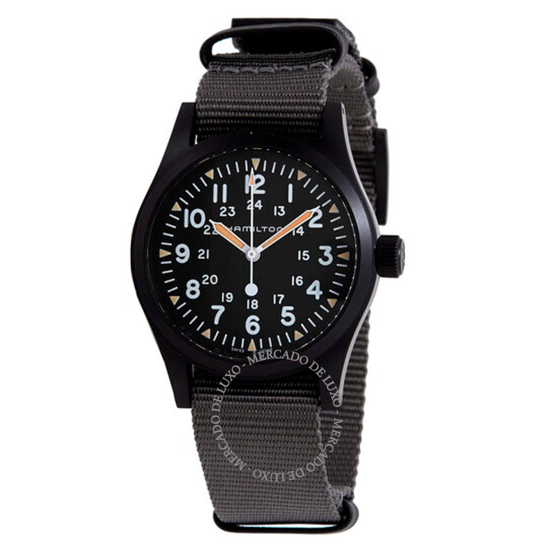 Relógio Corda de campo cáqui mostrador preto 38 mm - Mercado de Luxo - O Maior E-Commerce de Bens, Produtos e Serviços de Luxo do Brasil.