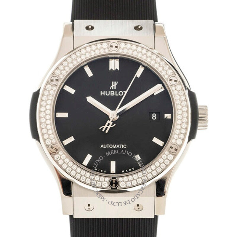 Relógio Fusão Clássica Automática Diamante Mostrador Preto 42 mm - Mercado de Luxo - O Maior E-Commerce de Bens, Produtos e Serviços de Luxo do Brasil.