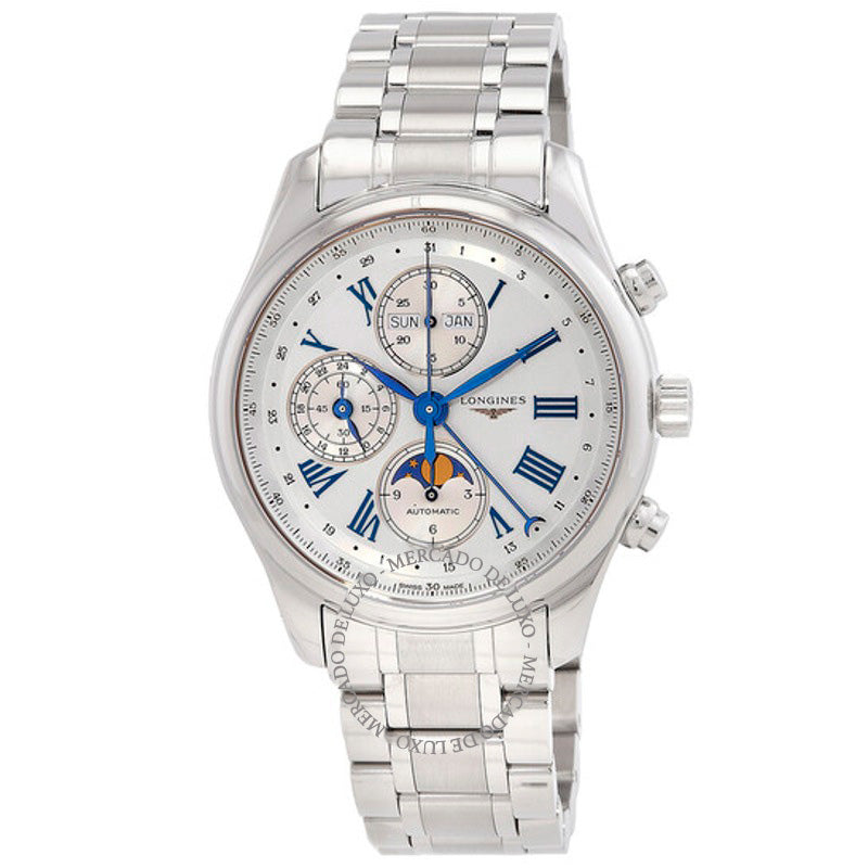 Relógio Longines Master Collection Cronógrafo GMT Automático Fase da Lua Mostrador Prateado 42 mm - Mercado de Luxo - O Maior E-Commerce de Bens, Produtos e Serviços de Luxo do Brasil.